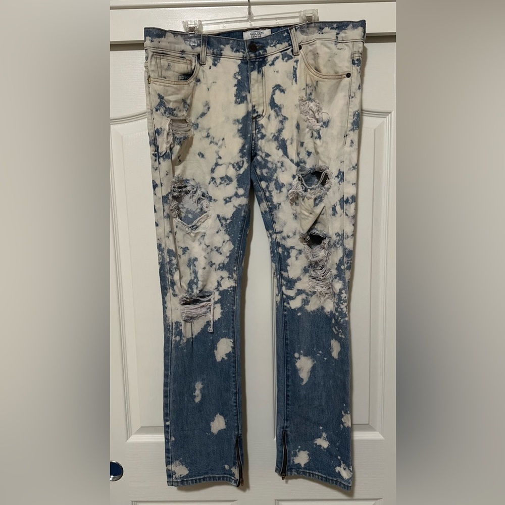 Men’s Golden Denim Distressed Bleached Dyed Men's Jeans.‎ Size 38.